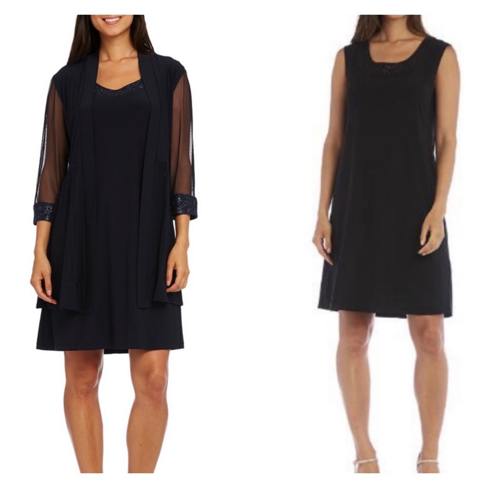 2-piece R&M Richards blue petite dress & jacket